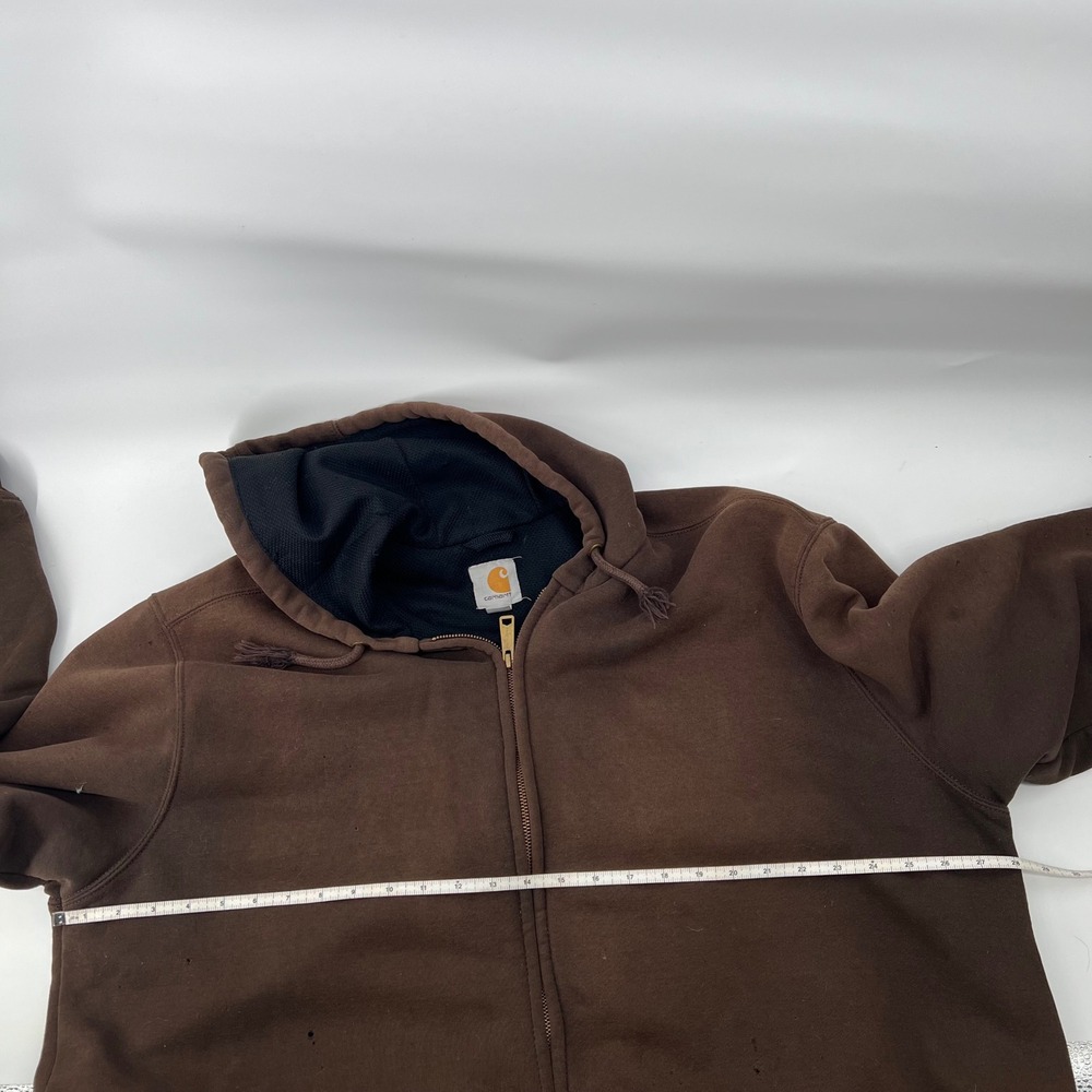 Carhartt Rain Defender Full Zip Hoodie XL Tall Brown Thrashed Distressed Grunge - Picture 11 of 11